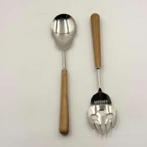 Servidor de Ensalada de Acero Inoxidable con Diseño de Calavera y Mango de Madera, Pulido Brillante, Venta en el Mercado Internacional de un Mayorista Indio - Product Image 2