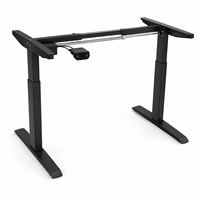 Cadre de bureau électrique noir réglable en hauteur avec commande à deux boutons et largeur ajustable pour postes de travail à domicile