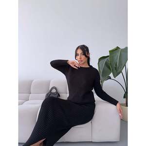 Skirt Sweater <b>Knit</b> <b>Set</b> 1558 - Black - Product Image 2