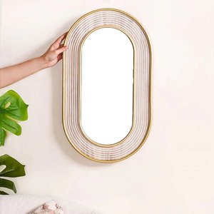 Professional 2024 Handmade <b>Hanging</b> Wall <b>Mirror</b> Metal Framed With Gold Finished for Hotel Restaurants Bathroom Makeup - Product Image 2
