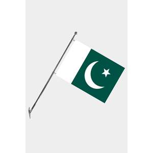 Ensemble de mât de drapeau télescopique mural du Pakistan avec bannières en polyester imprimées numériquement - Product Image 1