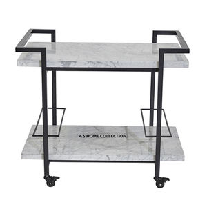 Carro de servicio de dos niveles de diseño clásico, marco de Metal negro con ruedas para comedor, sala de estar, uso en restaurante - Product Image 1