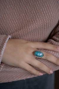 แหวนเงินสเตอร์ลิง925สไตล์คลาสสิกสีฟ้าทองแดงเทอร์ควอยซ์เครื่องประดับอัญมณีทำด้วยมือสำหรับงานแต่งงานการหมั้น - Product Image 6