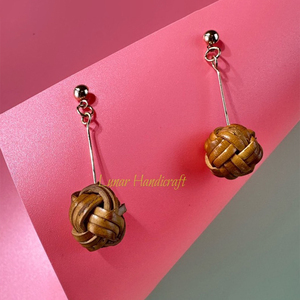 Pendientes colgantes de ratán de aro redondo de estilo étnico para mujer, joyería Bohemia a granel para exportación - Product Image 6
