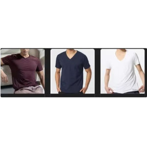 Camisetas de calidad superior para hombre, cuello en V, algodón personalizado, patrón sólido, tela de Fitness Formal, camisetas de Fitness baratas - Product Image 1