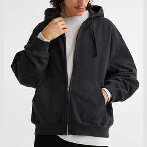 Sudadera con capucha y cremallera de lana de alta calidad con logotipo personalizado Haz tus necesidades básicas Mezcla de algodón y sudaderas con cremallera de lana con logotipo para hombre - Product Image 1