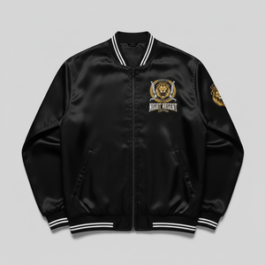 Chaqueta Bomber de Satén Extra Grande con Cuello Alto Estilo Vintage Personalizada, 100% Seda Ecológica Unisex para Invierno - Product Image 1