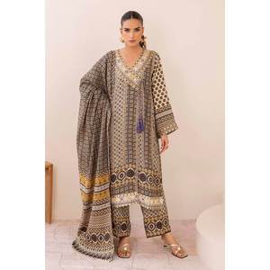 Ensemble de costume pour femme bleu marine et or non cousu, 3 pièces, ensemble élégant - Product Image 2