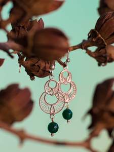 ต่างหูแบบติดหูสีเขียวคุณภาพสูงขายดี ดีไซน์เก๋ไก๋ ประดับด้วยกลิตเตอร์ระยิบระยับ นำเข้าจากอินเดียโดยตรง - Product Image 2