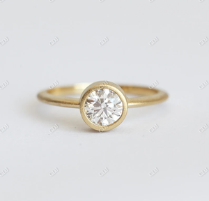 Classic Matte Gold Solitaire <b>Ring</b> Cut Moissanite Engagement <b>Ring</b> 10K Solid Gold Bezel <b>Set</b> 0.70CTW GRA Certified Wedding <b>Ring</b> - Product Image 5