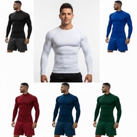 Kaos Kompresi Lengan Panjang Unisex Putih Bahan Polyester/Nylon Rash Guard Cepat Kering Bernapas untuk Gym Fitness Base Layer