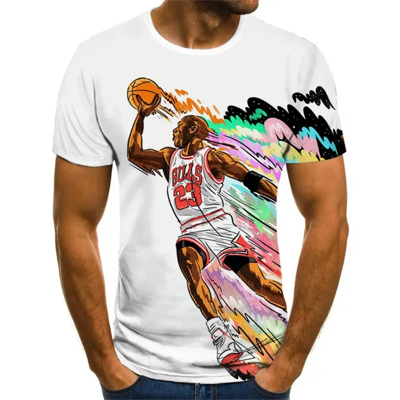 Top Bestverkopende Basketbalspelers 3d Print Mode Casual Sport T-Shirts Lichtgewicht Eco Vriendelijke Mannen Casual Shirts
