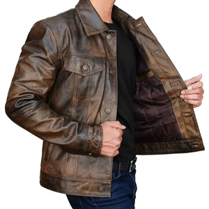 2024 <b>Men</b> Leather <b>Jacket</b> Professional Made Genuine Cowhide Leather Wholesale Hot Selling High Quality <b>Light</b> Weight Best Design - Product Image 6