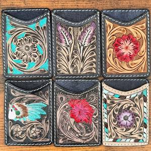 ที่ใส่บัตรเครดิตหนังคุณภาพเยี่ยมซองบัตรดอกทานตะวันกระเป๋าหนังแท้แบบตะวันตกของขวัญสำหรับเขาและเธอ - Product Image 4