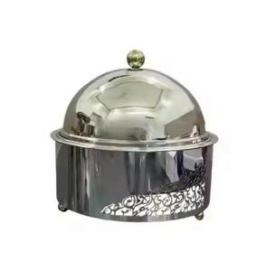 Golden Casserole Dish With White Exclusive Quality Metal Casserole Hot Selling Round Casserole Home Customized Size <b>Food</b> Warmer - Product Image 2