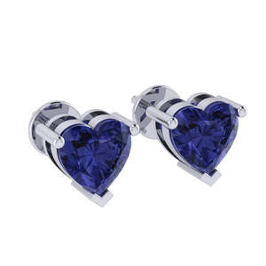 Boucles d'oreilles clous en argent sterling plaqué or blanc/jaune/rose Diamtrendz, forme de cœur, tanzanite, 2 pierres, pierre de naissance de décembre - Product Image 1