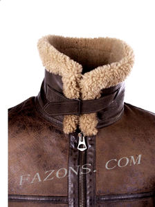 <b>Mens</b> Distressed Flying B3 Bomber Shearling <b>Jacket</b> Real <b>Sheepskin</b> <b>Leather</b> Aviator Biker Style Warm Sherpa <b>Leather</b> <b>Jacket</b> OEM - Product Image 4