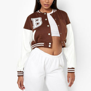 <b>Women's</b> Full Sleeve Varsity <b>Jacket</b> Winter <b>Warm</b> Breathable Leather Crop Reasonable Price Wholesale Rate Cheap Price Customization - Product Image 4
