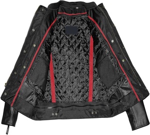 Blouson de moto unisexe en cuir noir, manches longues, coupe-vent, hiver, séchage rapide, respirant, style cruiser biker - Product Image 3