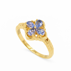 Bague en argent sterling 925 avec tanzanite bleue sauvage à quatre pétales, sertie à griffes, certifiée par un tiers, pour femme, mode estivale - Product Image 4