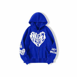 OEM sweat-shirt à capuche et sweat-shirt à fermeture éclair de qualité supérieure en coton denim épais 220 GSM oversize avec impression bouffante pour hommes - Product Image 1