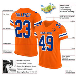 Nouvelle arrivée 2025, maillot de football américain personnalisé pour homme, hautement respirant, maillot en gros, manches courtes, imprimé, taille plus - Product Image 2