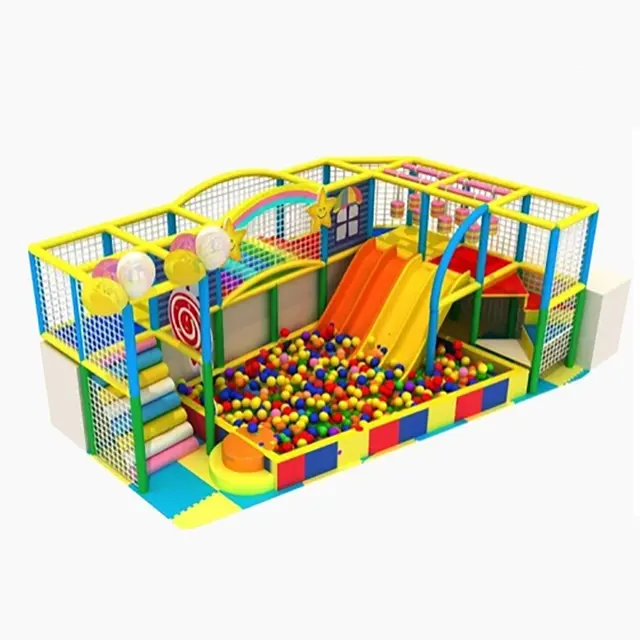 Área de recreação comercial para festas infantis, equipamento de brincar macio, playground interno de madeira para crianças