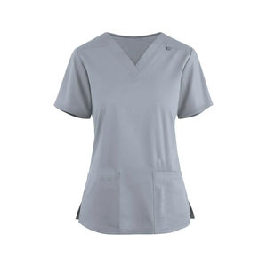 Conjunto de uniformes médicos unisex de mezcla de algodón lavable, antiarrugas, de tela suave tipo denim, tipo bata de laboratorio, para uso hospitalario, con detección de agujas - Product Image 3