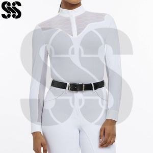 Chemises d'équitation pour femmes de qualité supérieure légères, ajustement confortable, tissu respirant, absorbant la transpiration pour les sports équestres - Product Image 3