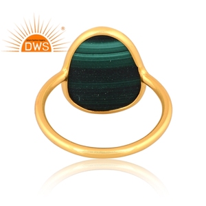 Anillo apilable de piedras preciosas de malaquita natural chapado en oro de 18 quilates de plata esterlina, fabricante de joyería fina Demi - Product Image 4