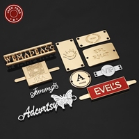Plaque métallique dorée pour sacs, logo personnalisé pour hijab, abaya, foulard, chaussures, étiquette métallique personnalisée pour vêtements