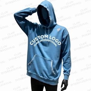 เสื้อฮู้ดผู้ชายแบบหนาผ้าฝ้ายสีดำปักโลโก้พิมพ์ลายเฟรนช์เทอร์รี่สำหรับฤดูหนาว - Product Image 1