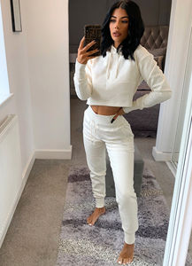 Femmes de haute qualité 100% coton sweat à capuche zippé motif solide sweats respirant Streetwear survêtements pour l'hiver - Product Image 6