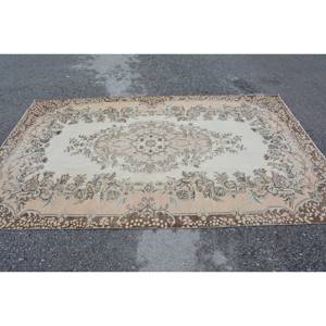 พรมตุรกีแบบดั้งเดิมสีเบจสีน้ำตาล8x9ฟุตวินเทจแบบเย็บปะติดปะต่อกันขนเฟอร์ขนกระต่ายเทียมยางรองทรงสี่เหลี่ยมผืนผ้าข้างเตียง - Product Image 3