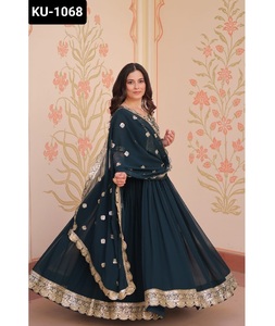 Estilo indio y pakistaní Faux Blooming con bordado Zari Lentejuelas Trabajo Anarkali Listo para usar Anarkali Vestidos para mujer Traje - Product Image 1