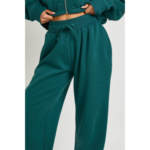 New Arrival Athleisure Sportswear Women Exercise Tracksuit Custom <b>Distressed</b> Applique Embroidery Zipper Crop <b>Top</b> Sexy Joggers - Product Image 3