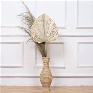 Vase à fleurs de style Art déco vintage en rotin naturel - Product Image 4