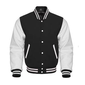 Negro 2024 béisbol Lettermen hombres Collage lana cuerpo cuero vaca OEM bordado Logo personalizado Varsity chaqueta - Product Image 5