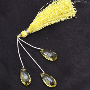 ลูกแพร์เลมอนควอทซ์ AAA 9X18มม. ลูกแพร์ briolette มะนาวลูกปัดควอตซ์ธรรมชาติสังเคราะห์สำหรับเครื่องประดับ - Product Image 1