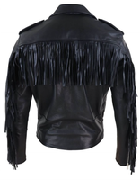 Veste de motard longue en cuir véritable pour homme, style classique, grande taille, noire, à franges, fermeture éclair, imperméable, écologique, de haute qualité