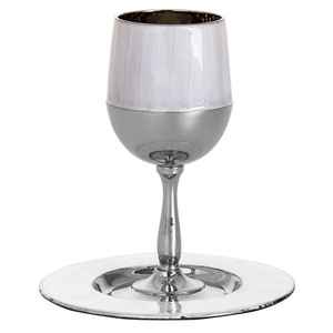 Gobelet à vin en argent Judaica Elegance, personnalisable, en laiton nickelé, coupe de Kiddush juive, directement de l'usine indienne - Prix bas - Product Image 6