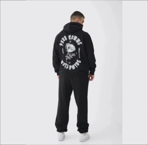 ชุดเซ็ตเสื้อฮู้ดดี้และกางเกงวอร์มผ้าหนาคุณภาพสูงสำหรับคนท้อง แบบยูนิเซ็กซ์ สไตล์วินเทจฟอกสี พร้อมโลโก้สั่งทำได้ - Product Image 3