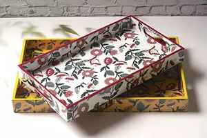 Plateau de service en MDF émaillé à motif floral élégant Rectangle Design moderne écologique Lavable au lave-vaisselle Utilisation pour les fêtes - Product Image 3