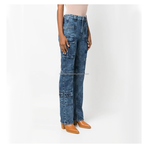 Nuevos Pantalones Vaqueros Cargo de Pierna Recta y Cintura Alta para Mujer, Estilo Urbano, Casuales, Cómodos, 100% Algodón - Product Image 3
