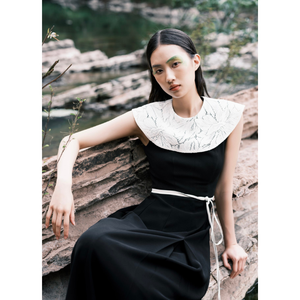 ราคาดี RORY MIDI ชุดเดรสแขนกุดรอบคอหรูหราชุดยาว A-Line สําหรับผู้หญิงโพลีเอสเตอร์ 100% สีขาวมดเวียดนาม - Product Image 1