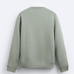 เสื้อสเวตเตอร์คอปกของผู้ชายผ้าฝ้าย100% ทรงพอดีตัวปกติเสื้อสเวตเชิ้ตผ้าหนาปรับแต่งโลโก้ได้ตามต้องการสำหรับฤดูหนาว - Product Image 6