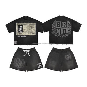 Ensembles de vêtements de sport pour hommes, t-shirts et shorts en coton pour l'été, ensembles deux pièces, shorts sublimés, ensembles de t-shirts et shorts personnalisés - Product Image 2