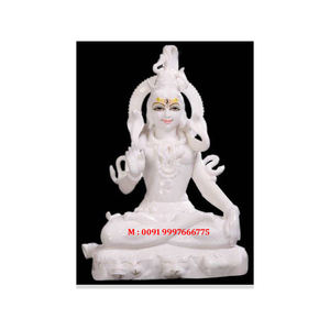 Statue de Shiva Shankar en marbre blanc de première qualité avec une finition fine et un polissage lisse pour le culte à la maison et au temple - Product Image 1
