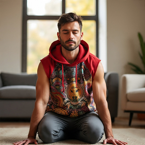 เสื้อแขนกุดมีฮู้ดสำหรับผู้ชายชุดออกกำลังกายฟิตเนสพิมพ์ลายมีฮู้ดสำหรับผู้ชาย - Product Image 5