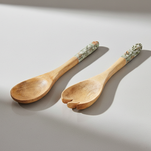 Ensemble cuillère et fourchette en émail artisanal, bois de manguier, couverts de table pour les fêtes à domicile, fournisseur en gros d'usine, stock en vrac prêt - Product Image 1